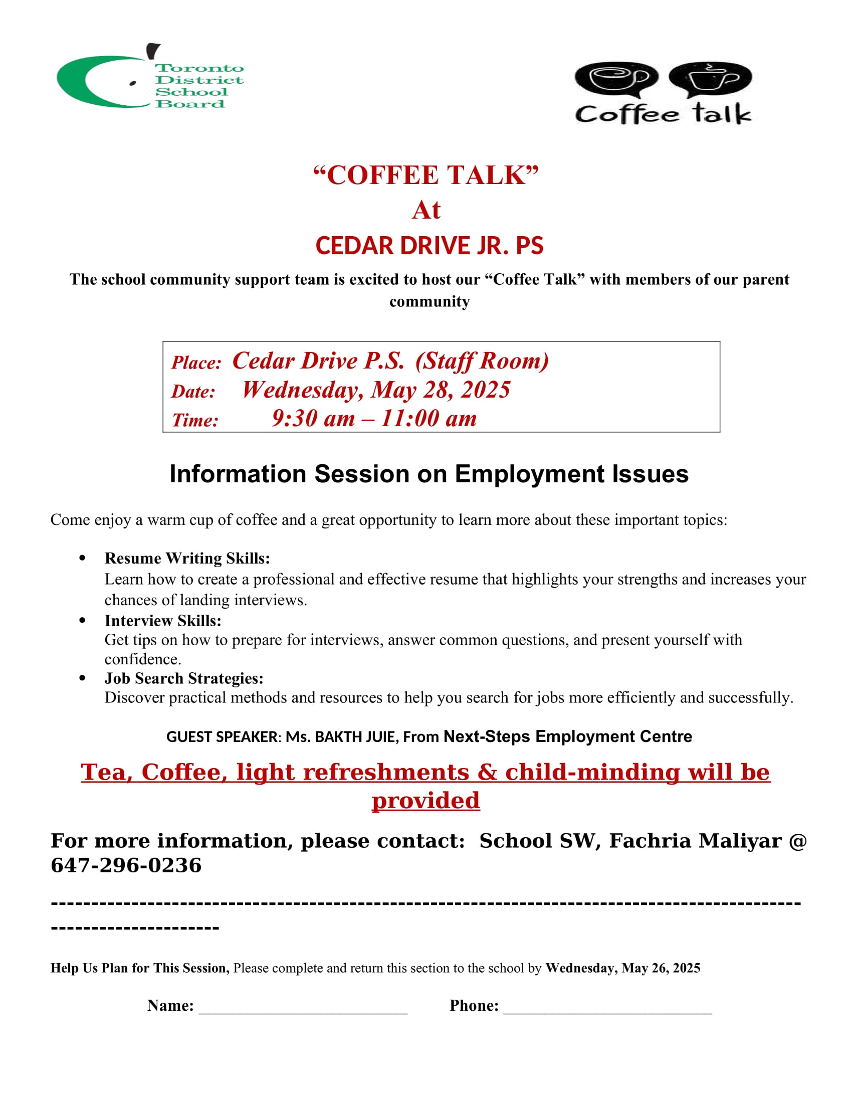 2025-MAY EMPLOYMENT Cedar Drive -Coffee Talk-flyer-1